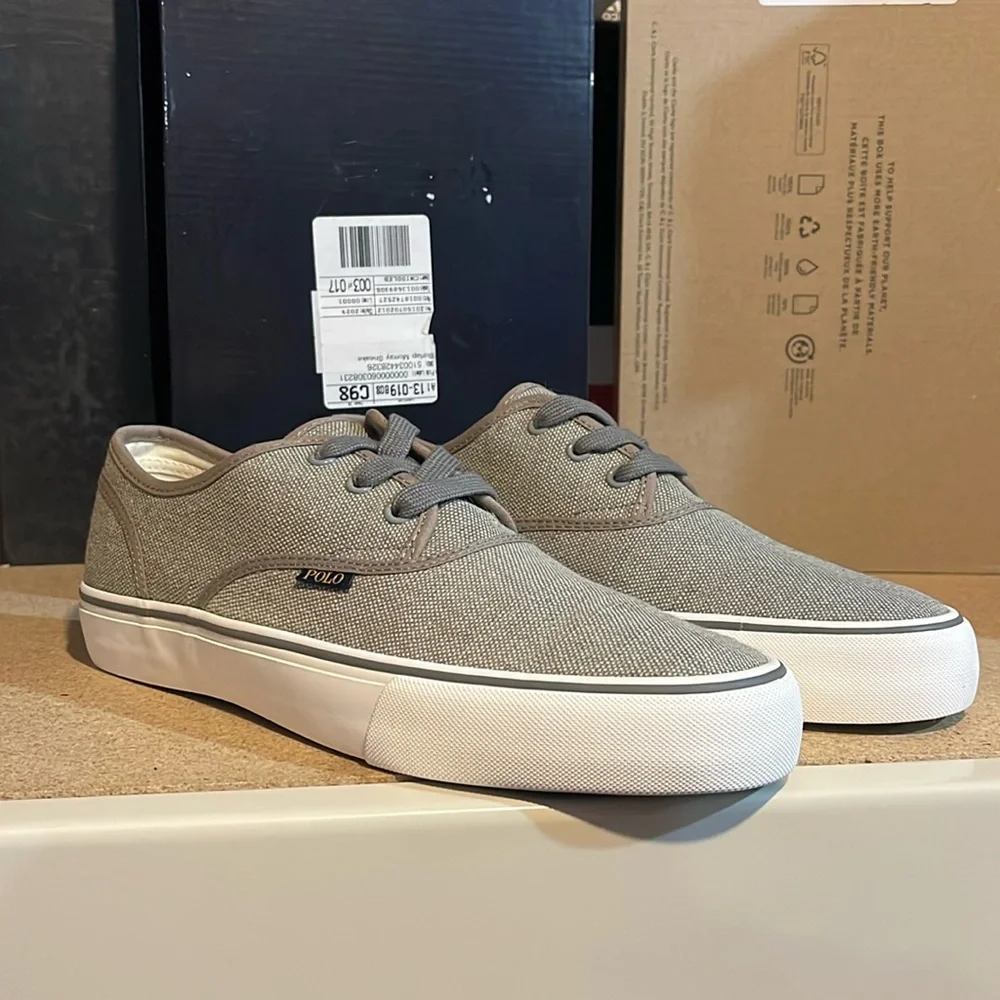 Polo Ralph Lauren Morray Boat Deck shoes sneakers Burlap grey Mens Size 11